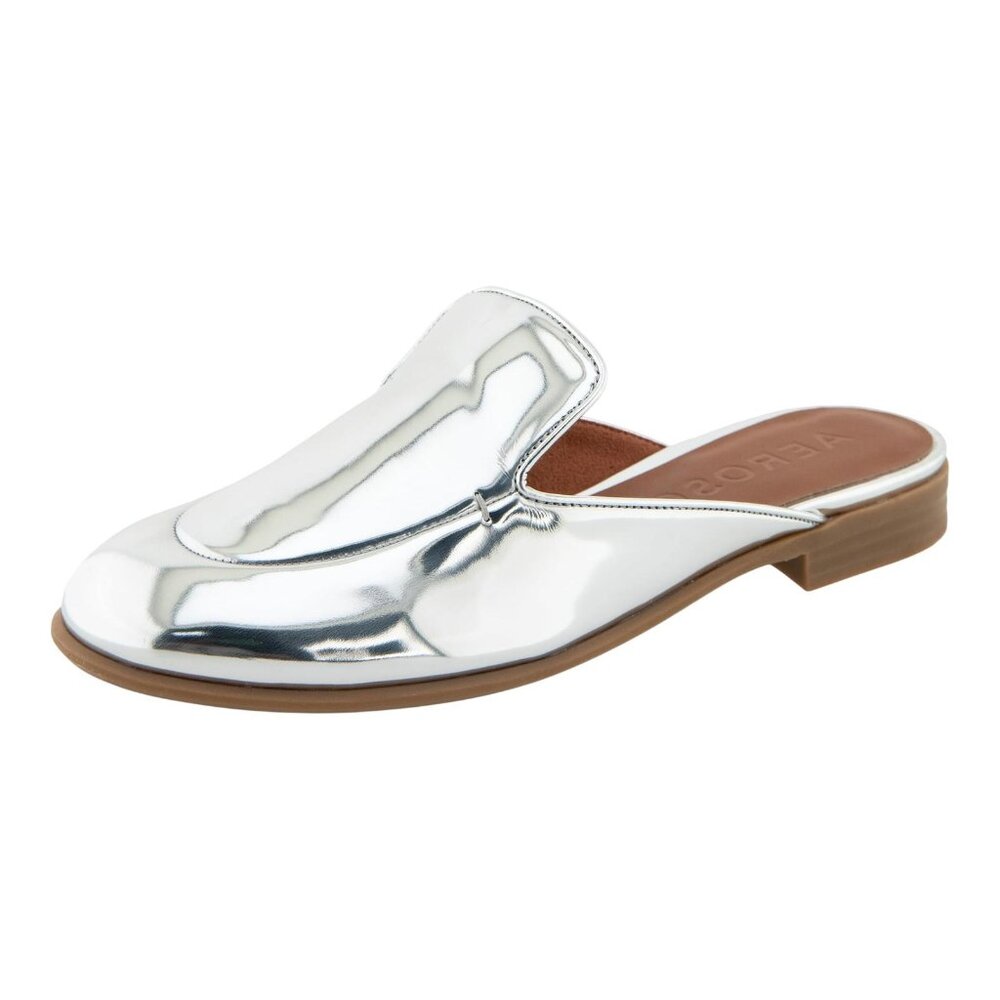 NWT Aerosoles Womens Wilda Mule Faux Leather WILDA Silver Mirror Gray 8M